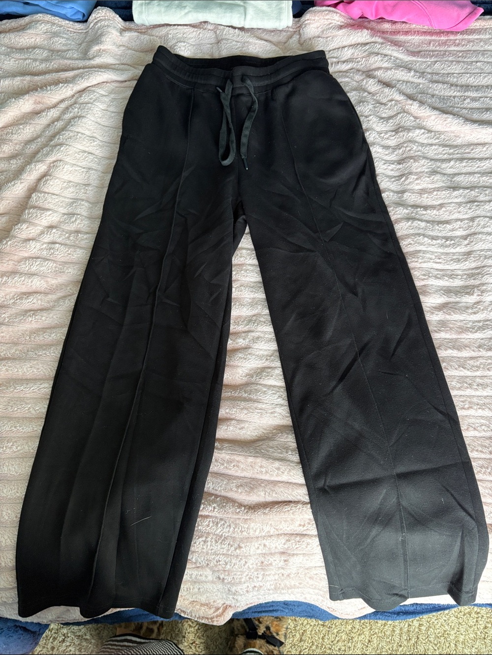 Amazon Women's Black Wide-Leg Drawstring Track Pants